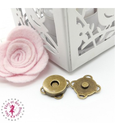 Aimant à coudre - Carré - 14 mm - Bronze antique