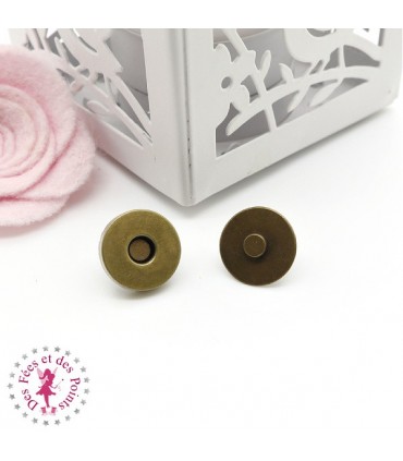 Fermoir magnétique / Aimant - Rond - 14 mm - Bronze