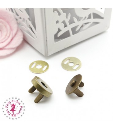 Fermoir magnétique / Aimant - Rond - 14 mm - Bronze