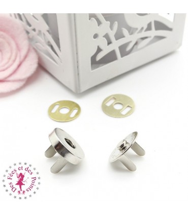 Fermoir magnétique / Aimant - Rond - 14 mm - Argent