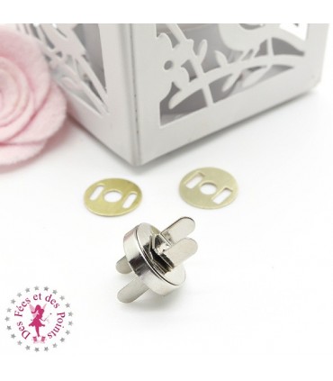 Fermoir magnétique / Aimant - Rond - 14 mm - Argent