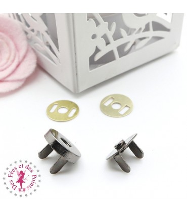 Fermoir magnétique / Aimant - Rond - 14 mm - Gun Metal