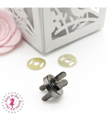 Fermoir magnétique /Aimant - Rond - 14 mm - Gun Metal