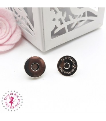 Fermoir magnétique / Aimant - Rond - 14 mm - Argent