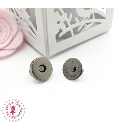 Fermoir magnétique / aimant - Rond - 14 mm - Gun Metal