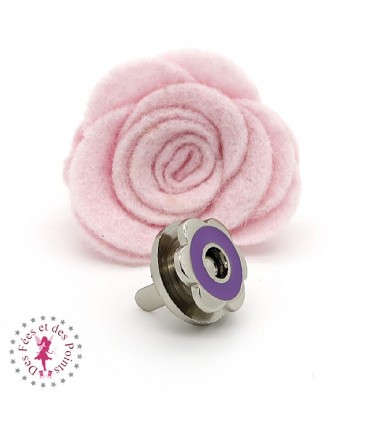 Fermoir magnétique / Aimant - Fleur en couleur - Violet