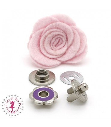 Fermoir magnétique / Aimant - Fleur en couleur - Violet