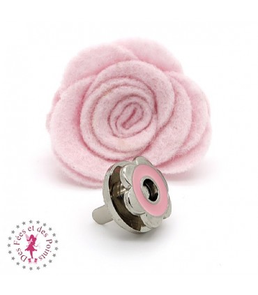 Fermoir magnétique / Aimant - Fleur en couleur - Rose