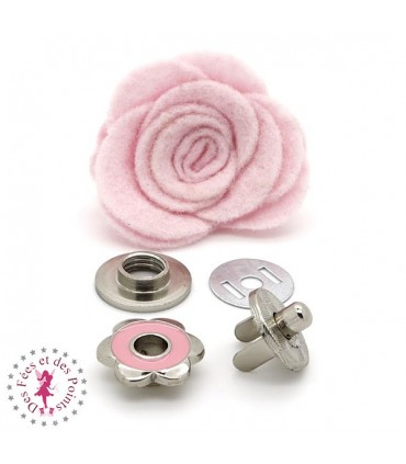 Fermoir magnétique / Aimant - Fleur en couleur - Rose