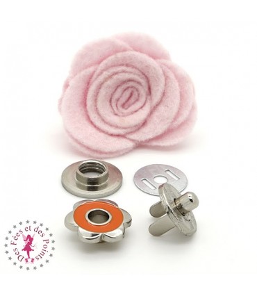 Fermoir magnétique / Aimant - Fleur en couleur - Orange