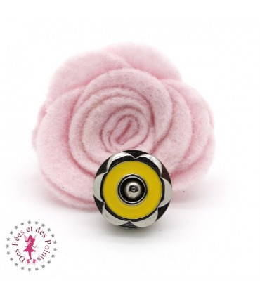 Fermoir magnétique / Aimant - Fleur en couleur - Citron