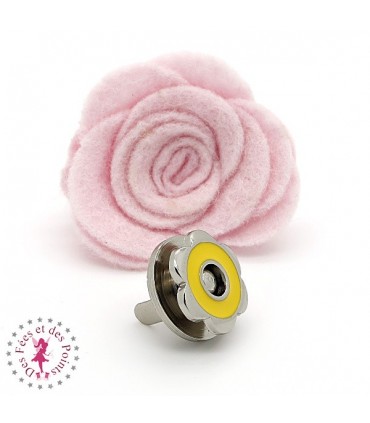 Fermoir magnétique / Aimant - Fleur en couleur - Citron