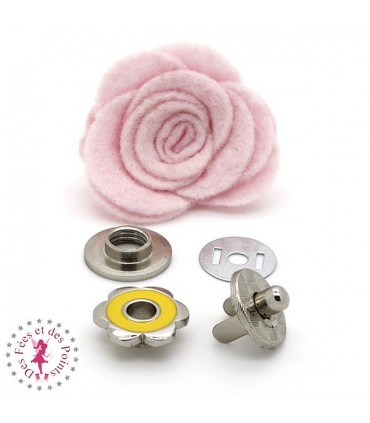 Fermoir magnétique / Aimant - Fleur en couleur - Citron