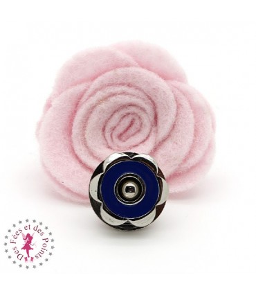 Fermoir magnétique / Aimant - Fleur en couleur - Bleu Marine