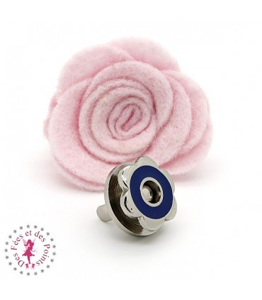 Fermoir magnétique / Aimant - Fleur en couleur - Bleu Marine