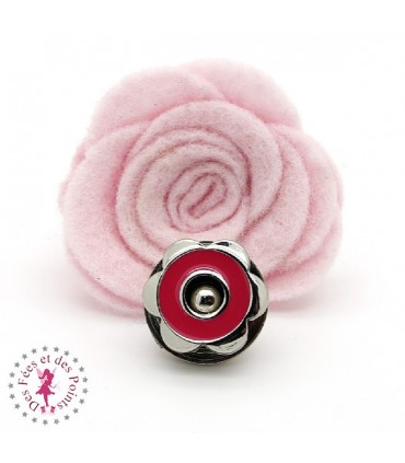 Fermoir magnétique / Aimant - Fleur en couleur - Fuchsia