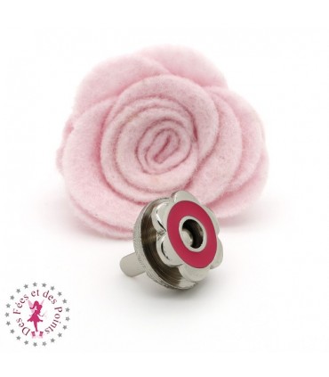 Fermoir magnétique / Aimant - Fleur en couleur - Fuchsia