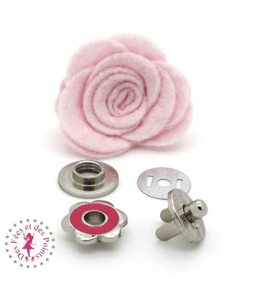 Fermoir magnétique / Aimant - Fleur en couleur - Fuchsia