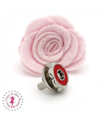 Fermoir magnétique / Aimant - Fleur en couleur - Rouge