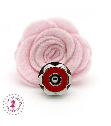 Fermoir magnétique / Aimant - Fleur en couleur - Rouge