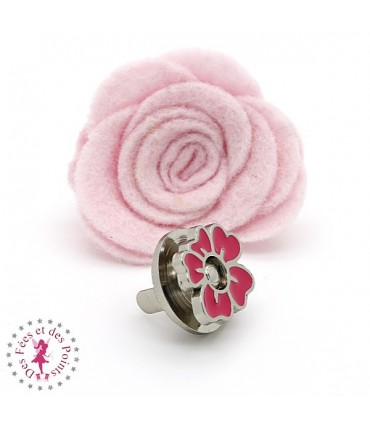 Fermoir aimanté / Aimant - Fleurette en couleur - Fuchsia