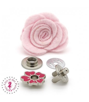 Fermoir aimanté / Aimant - Fleurette en couleur - Fuchsia