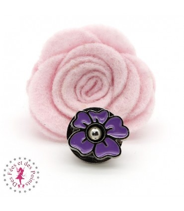 Fermoir aimanté / Aimant - Fleurette en couleur - Violet