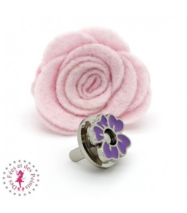 Fermoir aimanté / Aimant - Fleurette en couleur - Violet