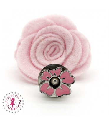 Fermoir aimanté / Aimant - Fleurette en couleur - Rose