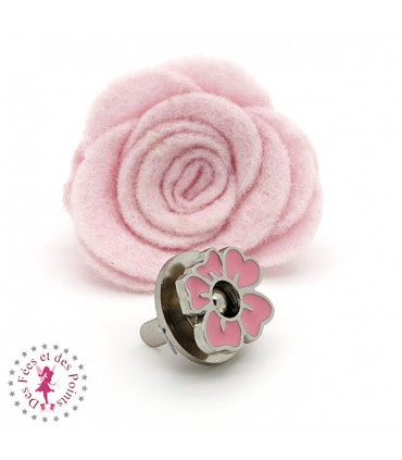 Fermoir aimanté / Aimant - Fleurette en couleur - Rose
