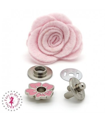Fermoir aimanté / Aimant - Fleurette en couleur - Rose