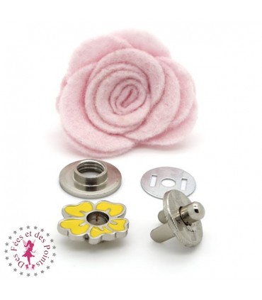 Fermoir aimanté / Aimant - Fleurette en couleur - Tournesol