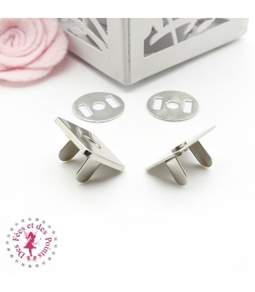Fermoir magnétique / Aimant - Carré - 18 mm - Argent