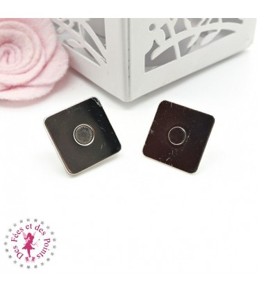 Fermoir magnétique / Aimant - Carré - 18 mm - Argent