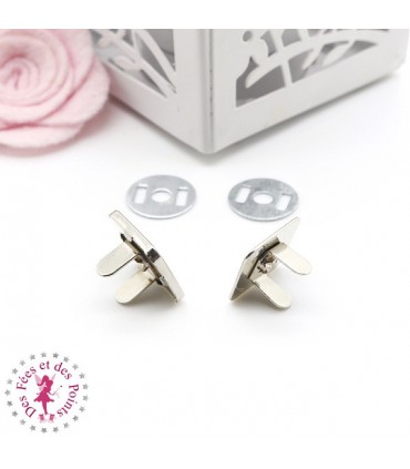 Fermoir magnétique / Aimant - Carré - 15 mm - Argent