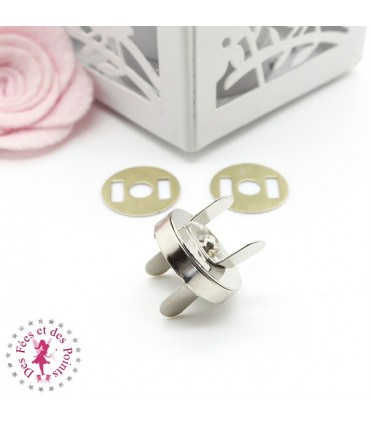 Fermoir magnétique / Aimant - Rond - 18 mm - Argent
