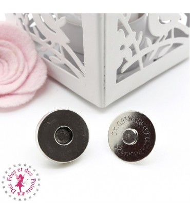 Fermoir magnétique / Aimant - Rond - 18 mm - Argent