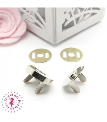 Fermoir magnétique / Aimant - Rond - 18 mm - Argent