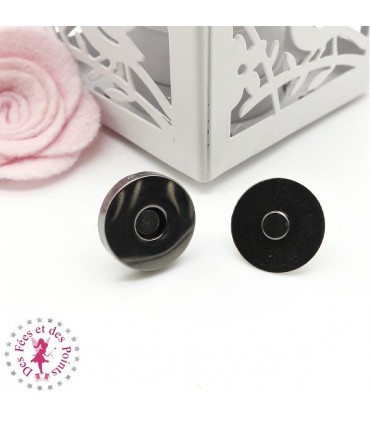 Fermoir magnétique / Aimant - Rond - 18 mm - Gun Metal