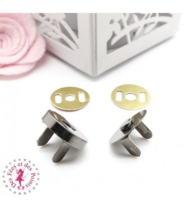 Fermoir magnétique / Aimant - Rond - 18 mm - Gun Metal