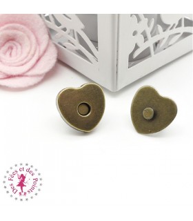 Fermoir magnétique / Aimant - Coeur - 18 mm - Bronze antique
