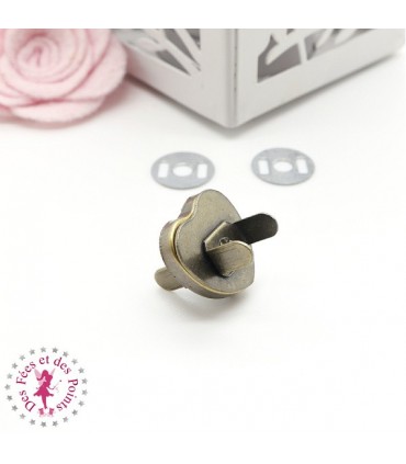Fermoir magnétique / Aimant - Coeur - 18 mm - Bronze