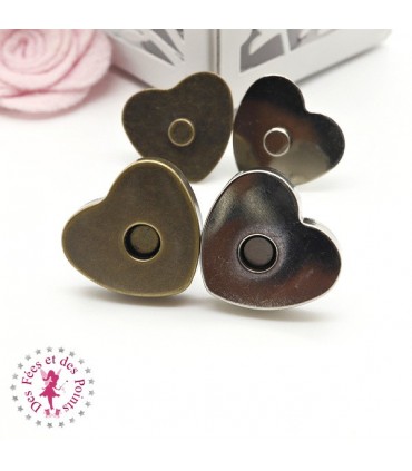 Fermoir magnétique / Aimant - Coeur - 24 mm
