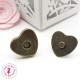 Fermoir magnétique / Aimant - Coeur - 24 mm - Bronze Antique / Argent