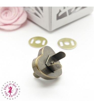 Fermoir magnétique / Aimant - Coeur - 24 mm - Bronze antique