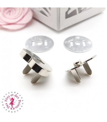Fermoir magnétique / Aimant - Coeur - 24 mm - Argent