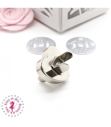 Fermoir magnétique / Aimant - Coeur - 24 mm - Argent