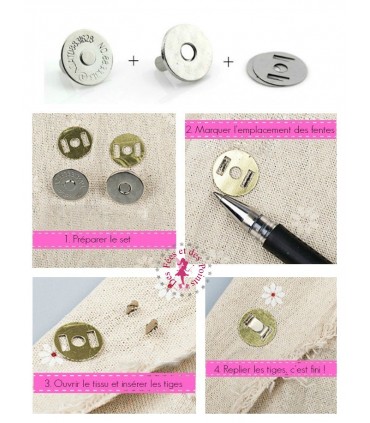 Fermoir magnétique / Aimant - Coeur - 24 mm - Bronze Antique / Argent