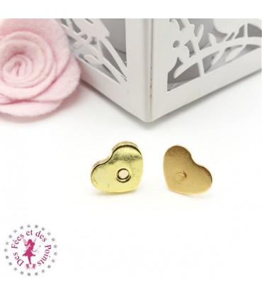 Fermoir magnétique / Aimant - Coeur  - 15 mm - Or