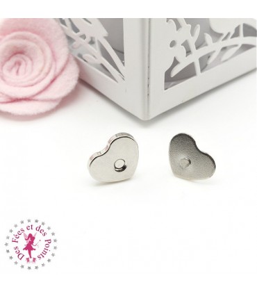 Fermoir magnétique / Aimant - Coeur  - 15 mm - Argent